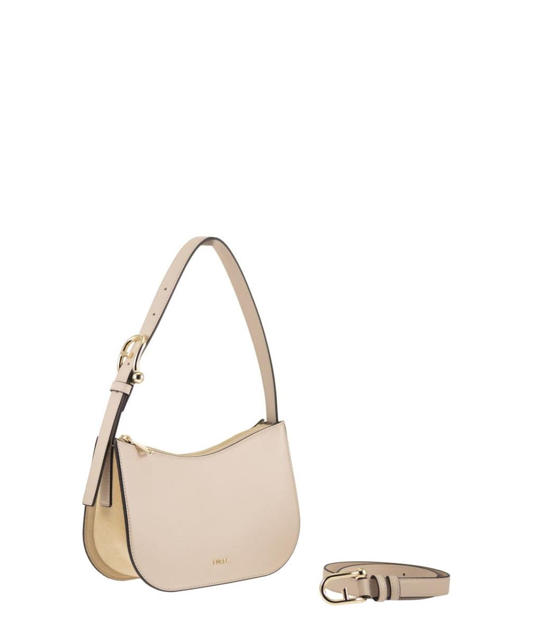 FURLA Бежевая кожаная сумка через плечо, фото 4