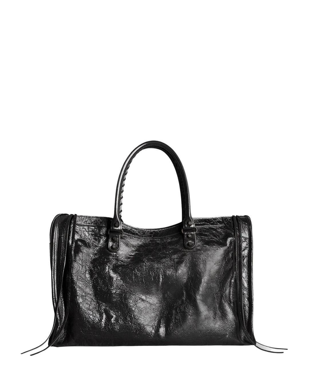 BALENCIAGA Черная кожаная сумка тоут, фото 2