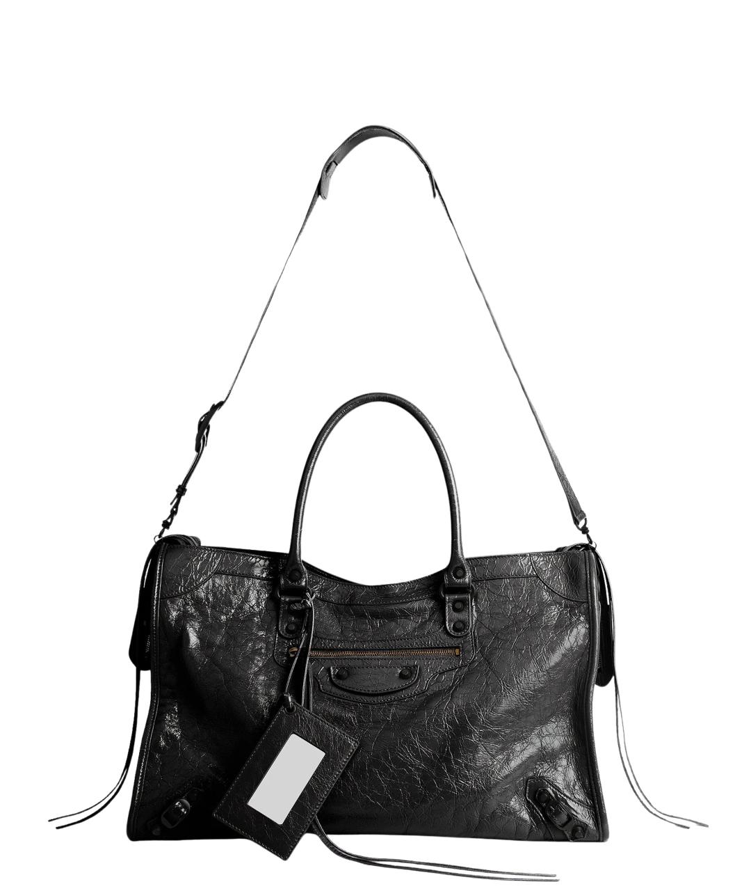 BALENCIAGA Черная кожаная сумка тоут, фото 3