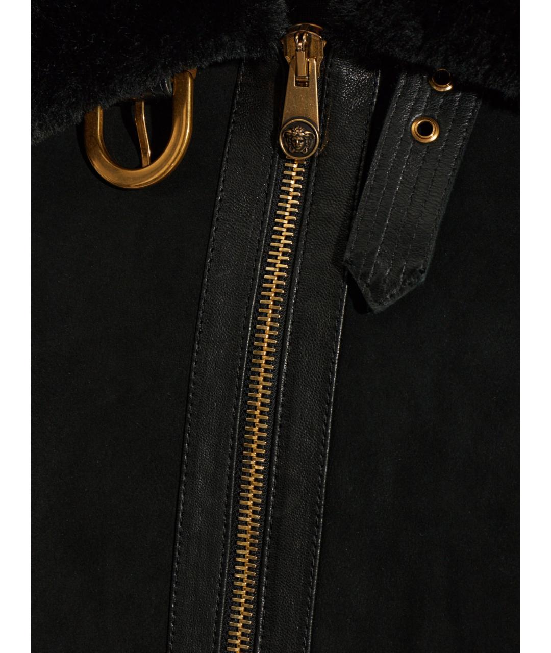 VERSACE Черная кожаная дубленка/шуба, фото 5