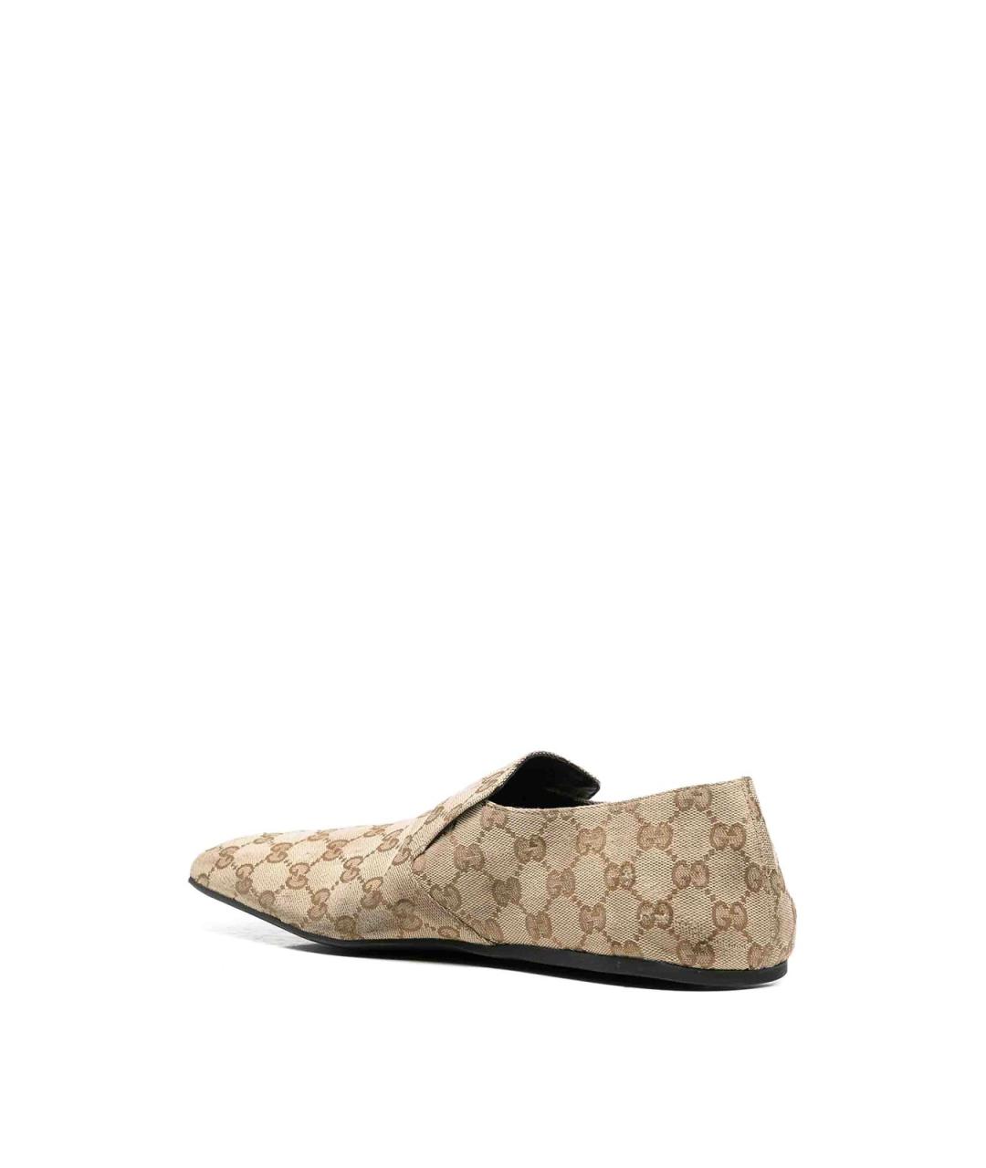 GUCCI Бежевые текстильные лоферы, фото 3