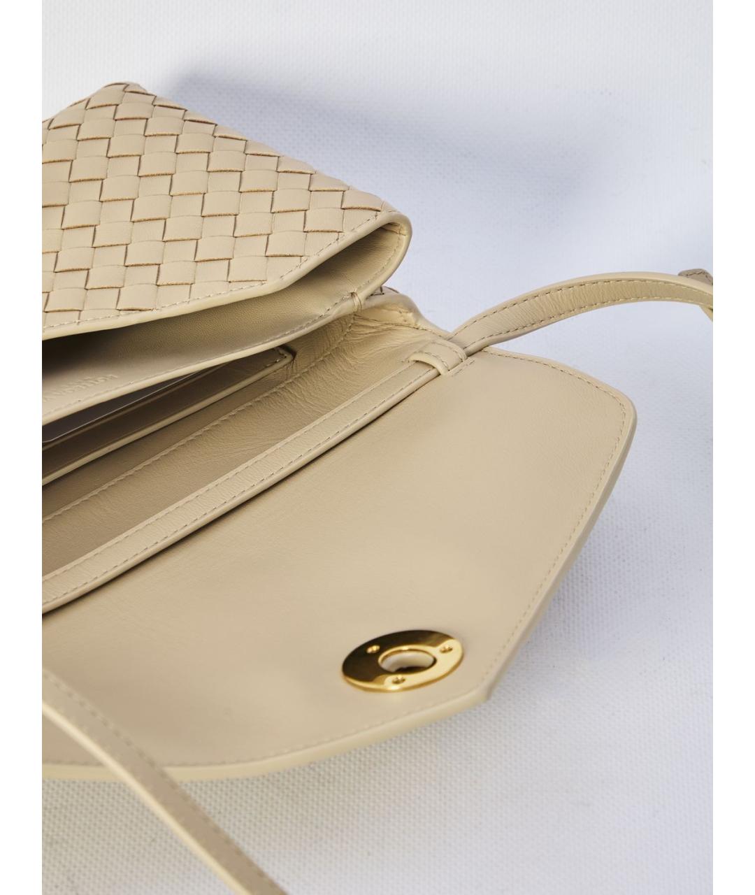 BOTTEGA VENETA Бежевая кожаная сумка через плечо, фото 4