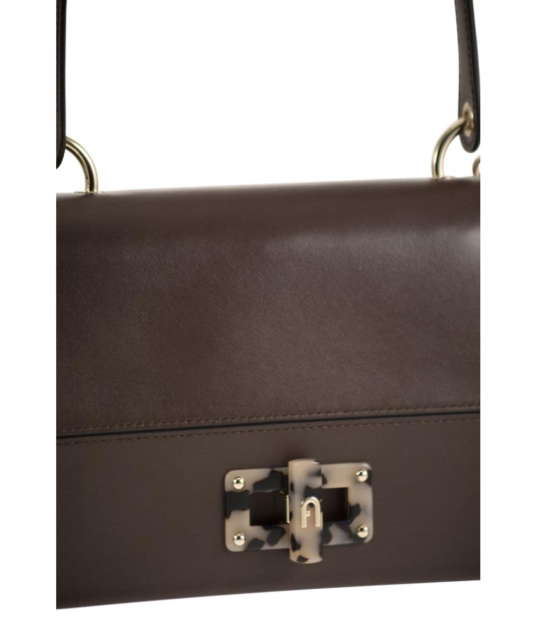 FURLA Коричневая кожаная сумка с короткими ручками, фото 5