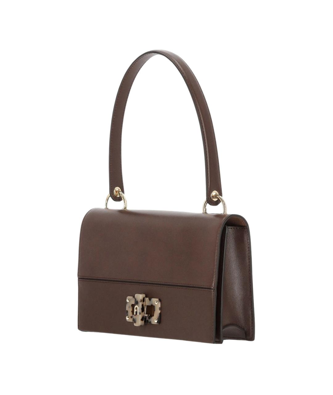 FURLA Коричневая кожаная сумка с короткими ручками, фото 2