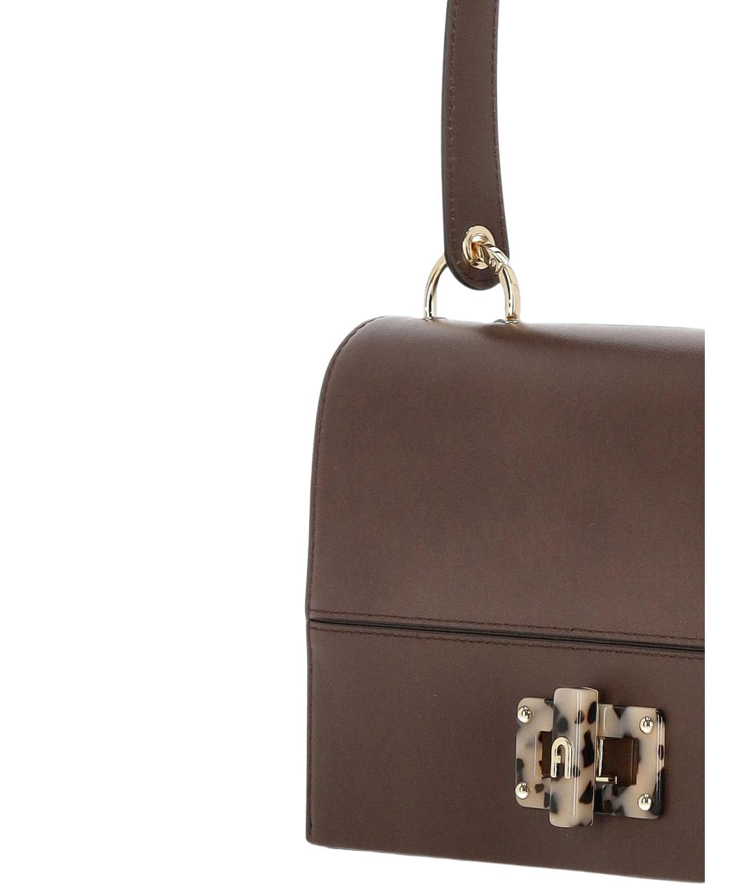 FURLA Коричневая кожаная сумка с короткими ручками, фото 4