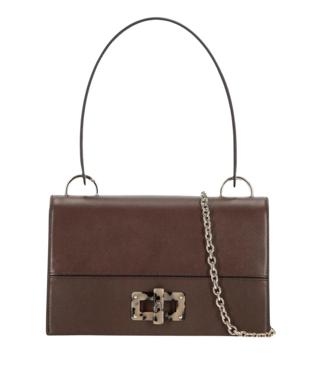 FURLA Коричневая кожаная сумка с короткими ручками, фото 1