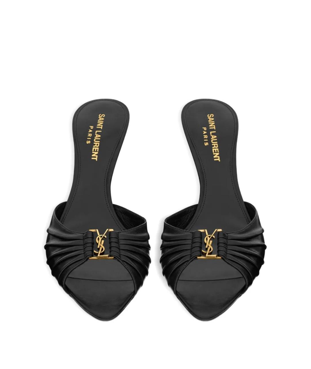 SAINT LAURENT Черные кожаные мюли, фото 4