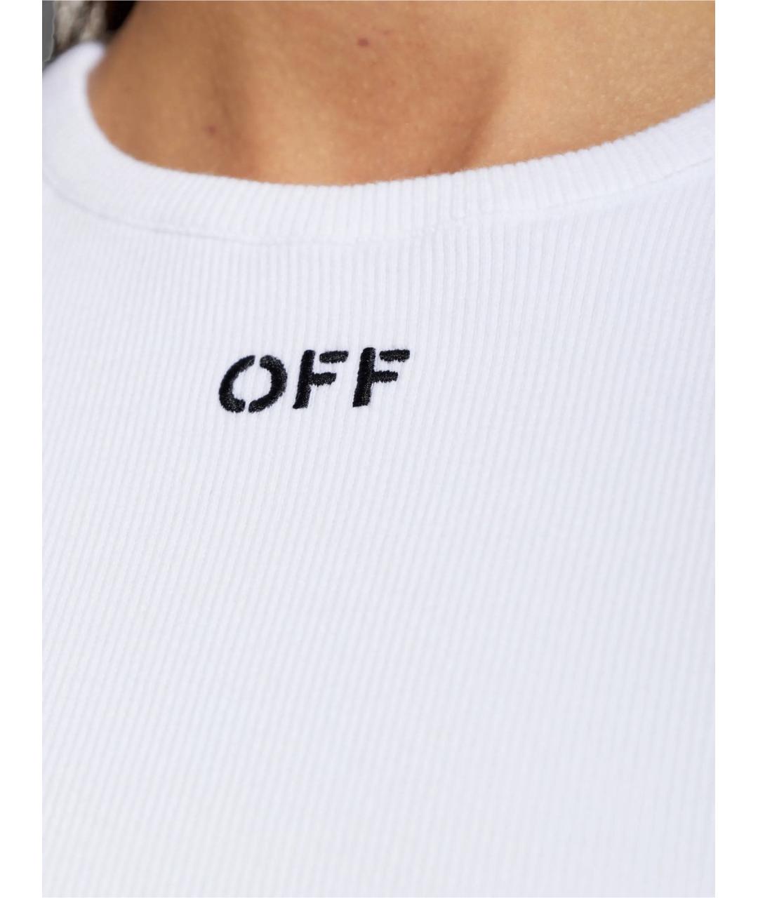 OFF-WHITE Белая хлопковая футболка, фото 5
