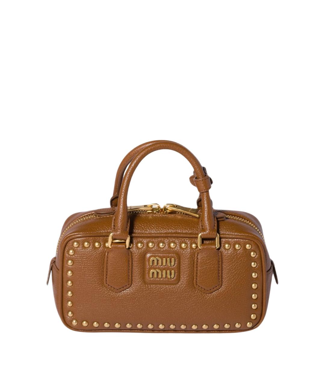 MIU MIU Коричневая кожаная сумка с короткими ручками, фото 1