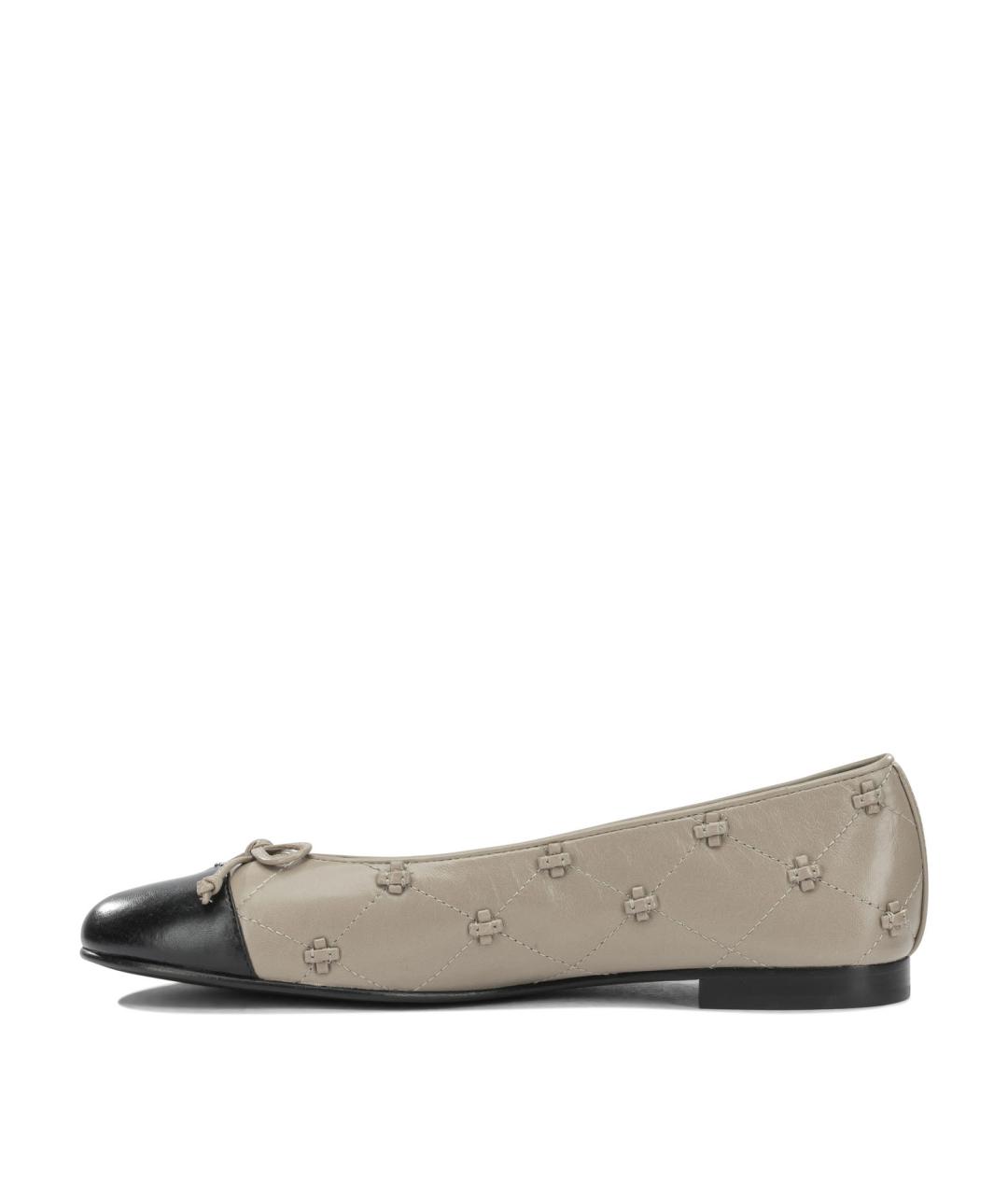 TORY BURCH Серые кожаные балетки, фото 3