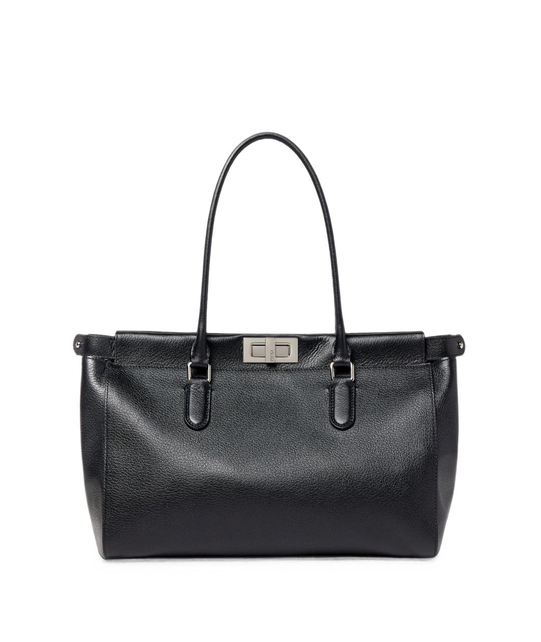 FENDI Черная кожаная сумка тоут, фото 1