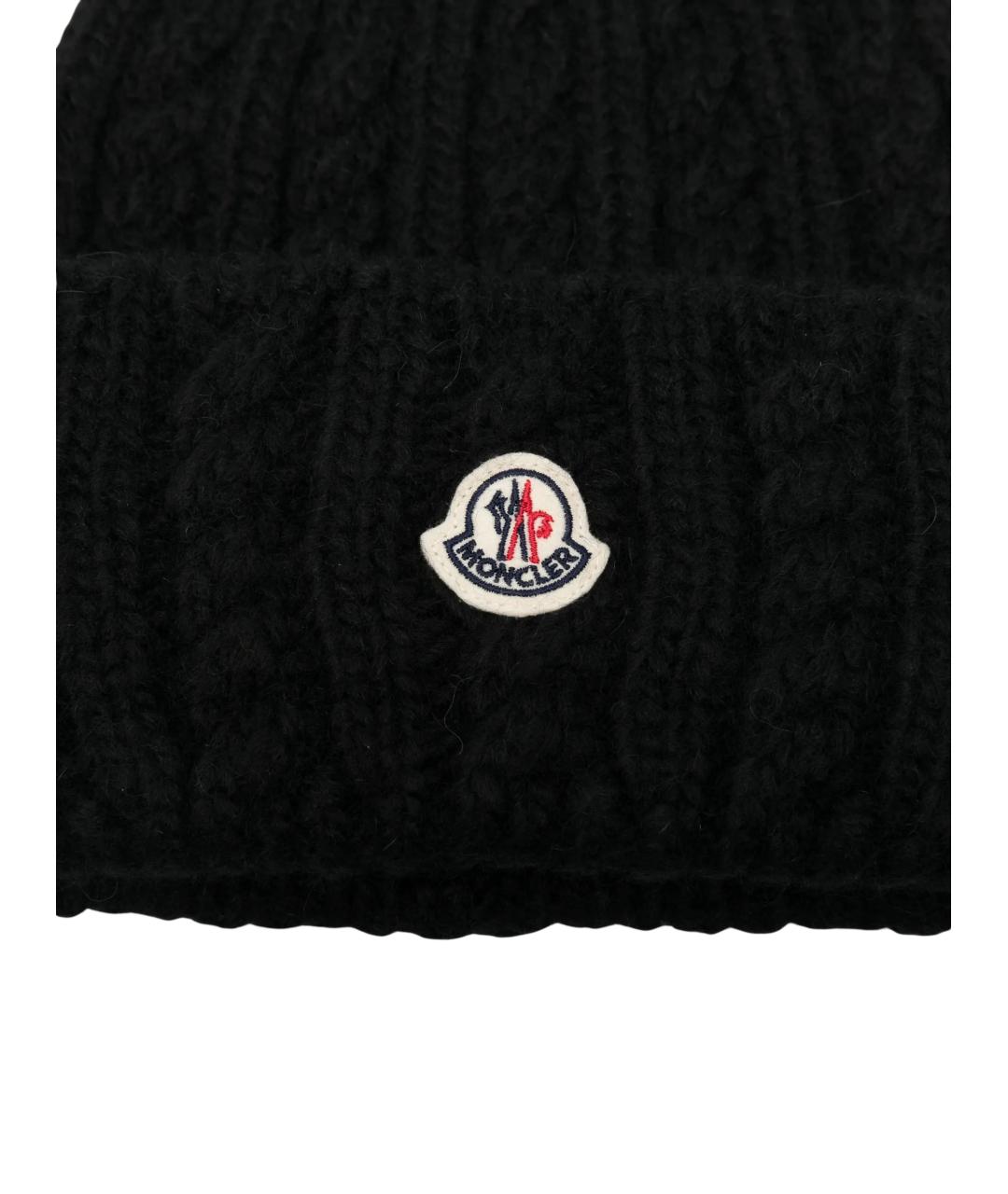MONCLER Черная шерстяная шапка, фото 3