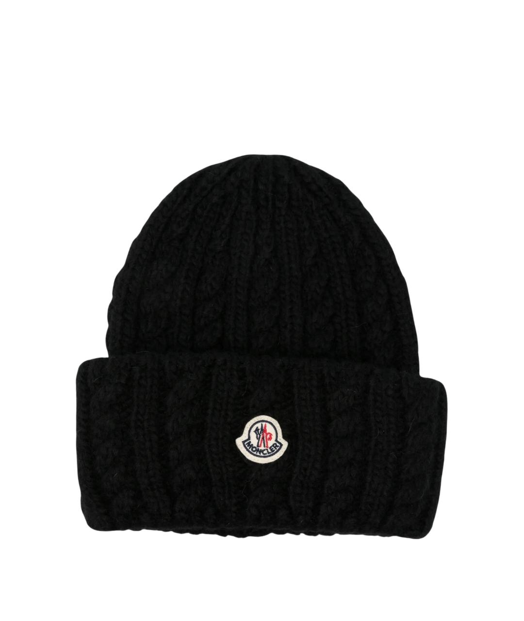 MONCLER Черная шерстяная шапка, фото 1