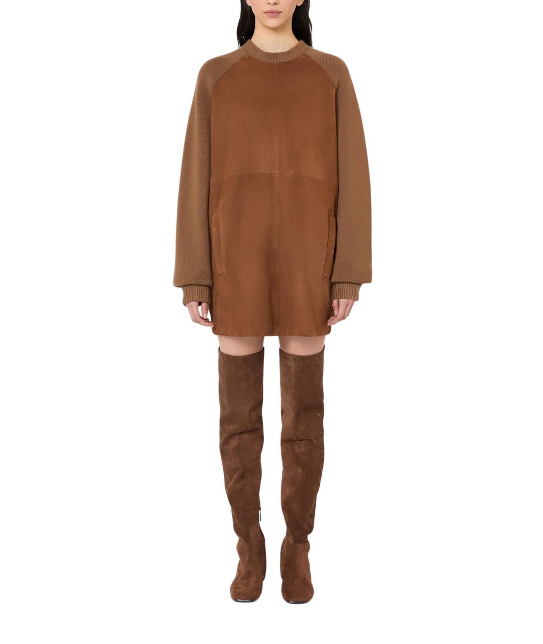 MAX MARA Коричневое кашемировое повседневное платье, фото 2
