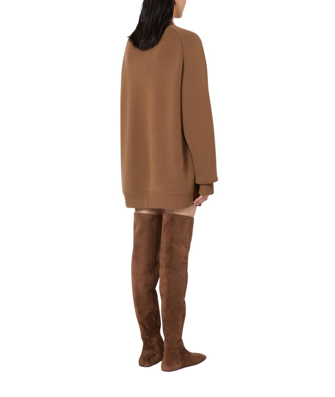 MAX MARA Коричневое кашемировое повседневное платье, фото 3