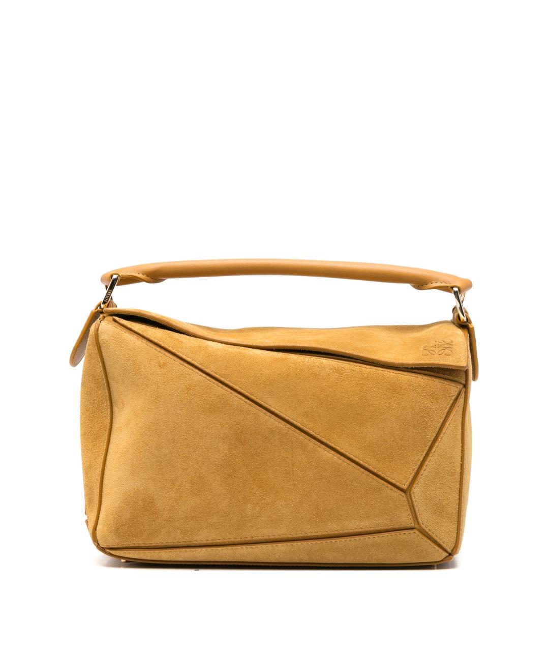 LOEWE Горчичная замшевая сумка через плечо, фото 1