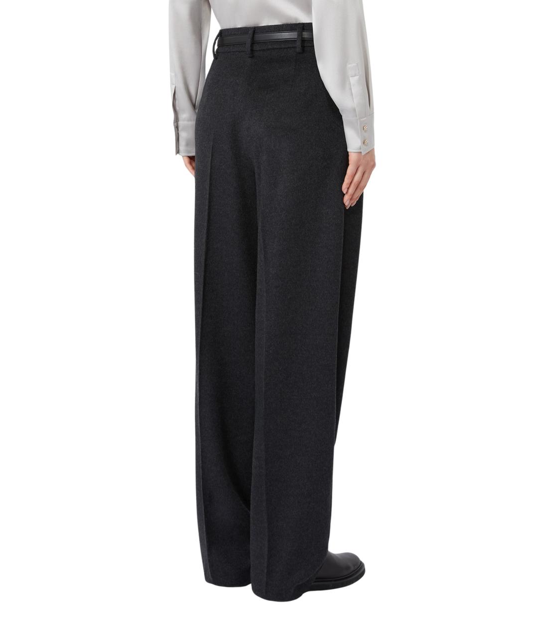 MAX MARA STUDIO Серые шерстяные прямые брюки, фото 3