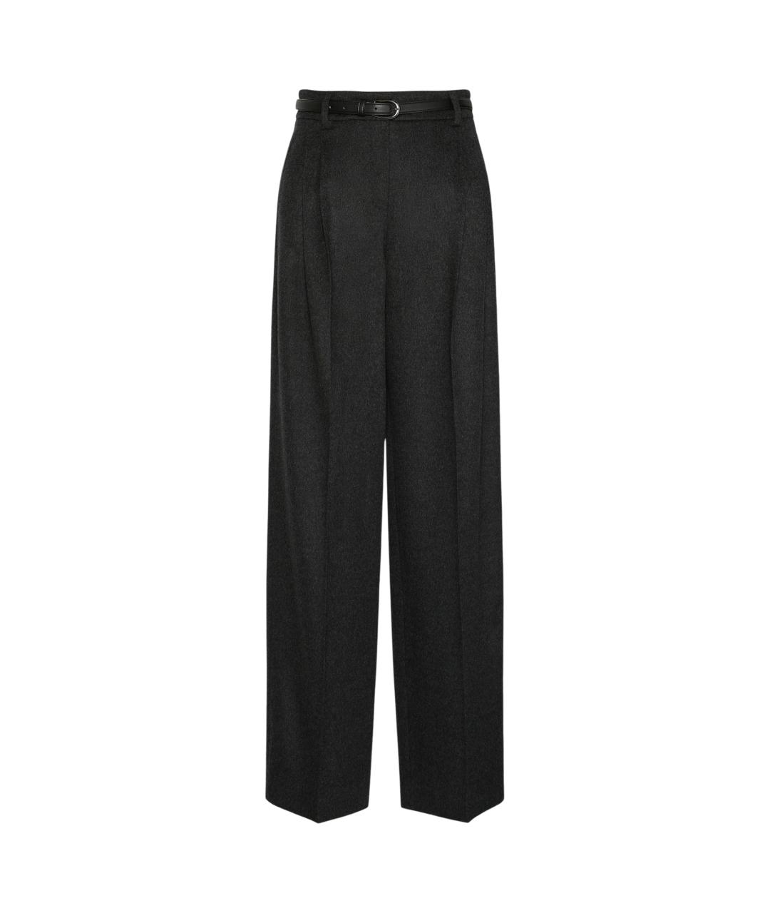 MAX MARA STUDIO Серые шерстяные прямые брюки, фото 1