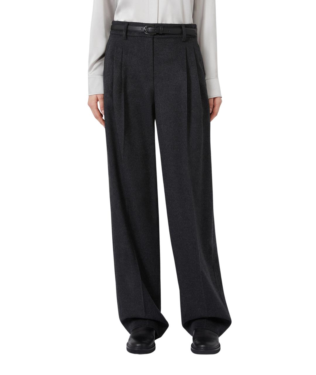 MAX MARA STUDIO Серые шерстяные прямые брюки, фото 2
