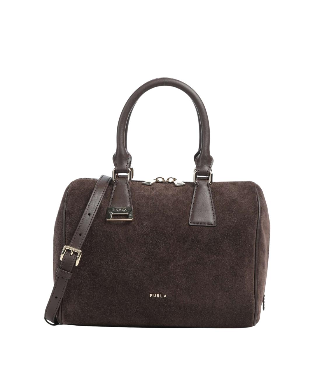 FURLA Коричневая замшевая сумка с короткими ручками, фото 1