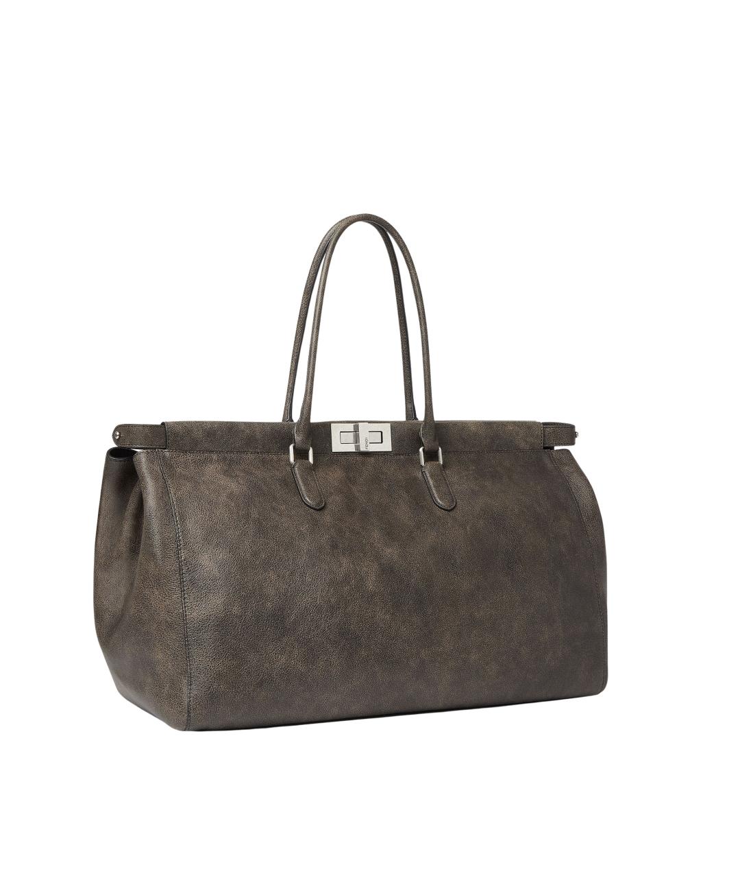 FENDI Черная кожаная сумка тоут, фото 2