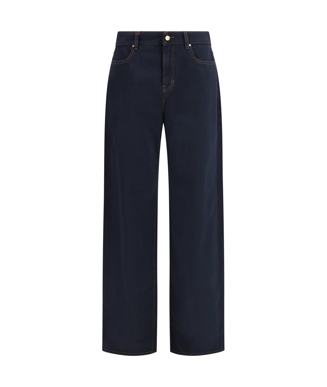 MAX MARA STUDIO Синие хлопковые прямые брюки, фото 1