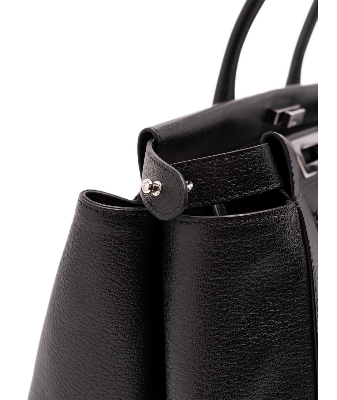 FENDI Черная кожаная сумка тоут, фото 3