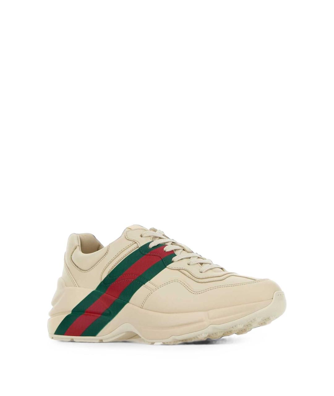 GUCCI Белые кожаные кроссовки, фото 2