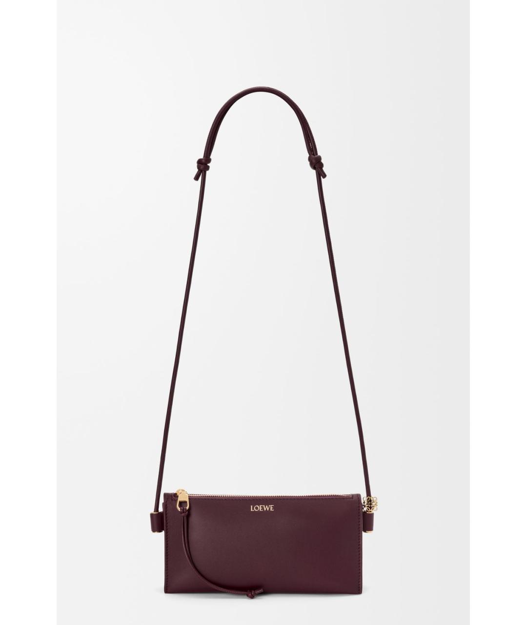 LOEWE Бордовая кожаная сумка через плечо, фото 5