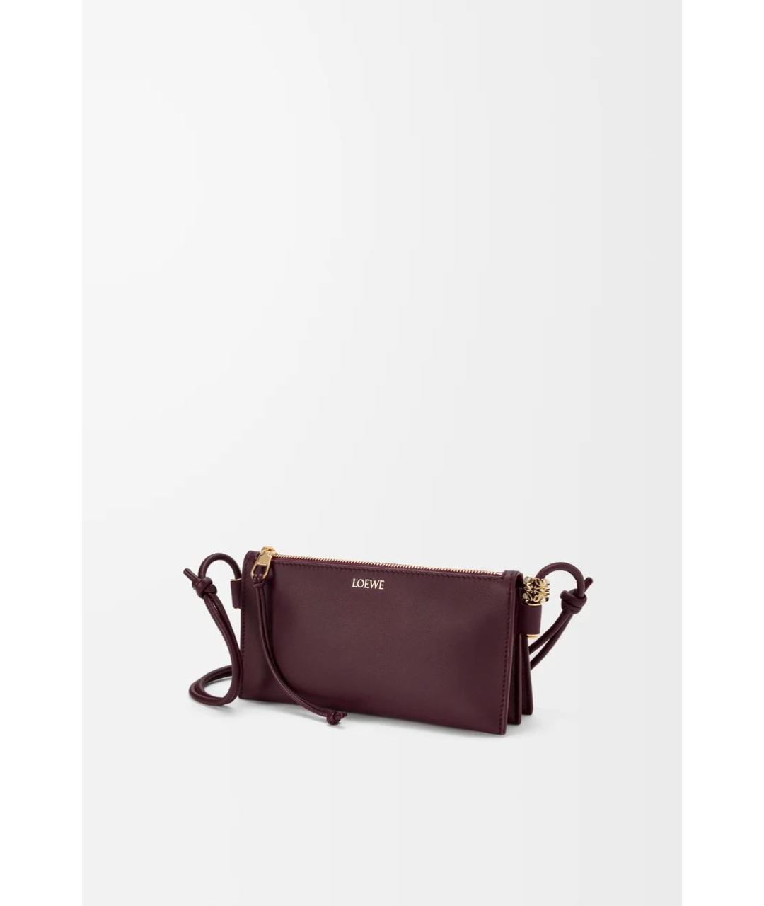LOEWE Бордовая кожаная сумка через плечо, фото 3