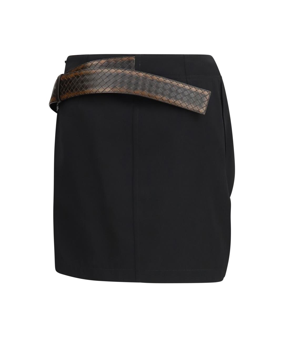 BOTTEGA VENETA Черная шерстяная юбка мини, фото 2