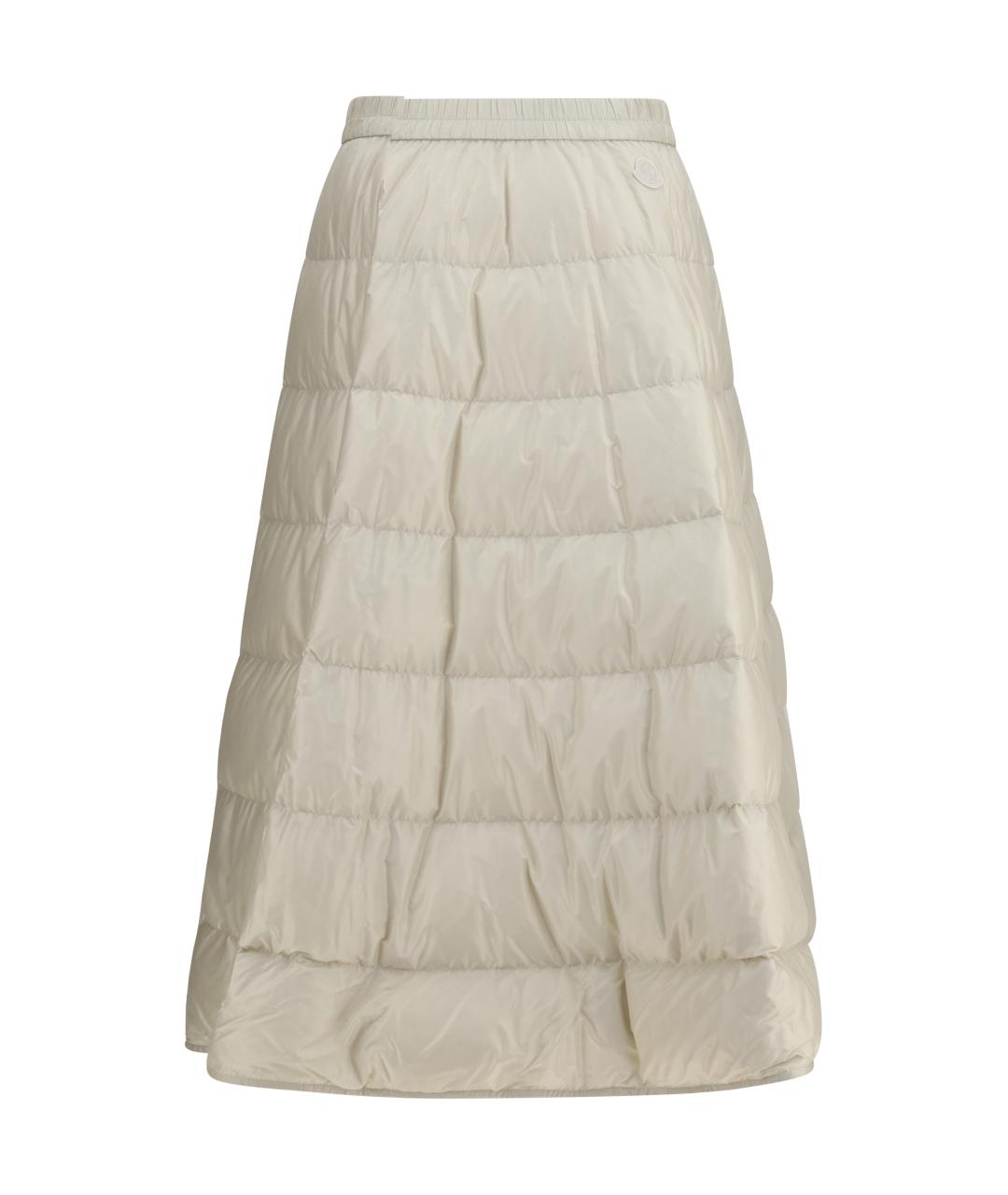MONCLER Бежевая полиамидовая юбка миди, фото 2