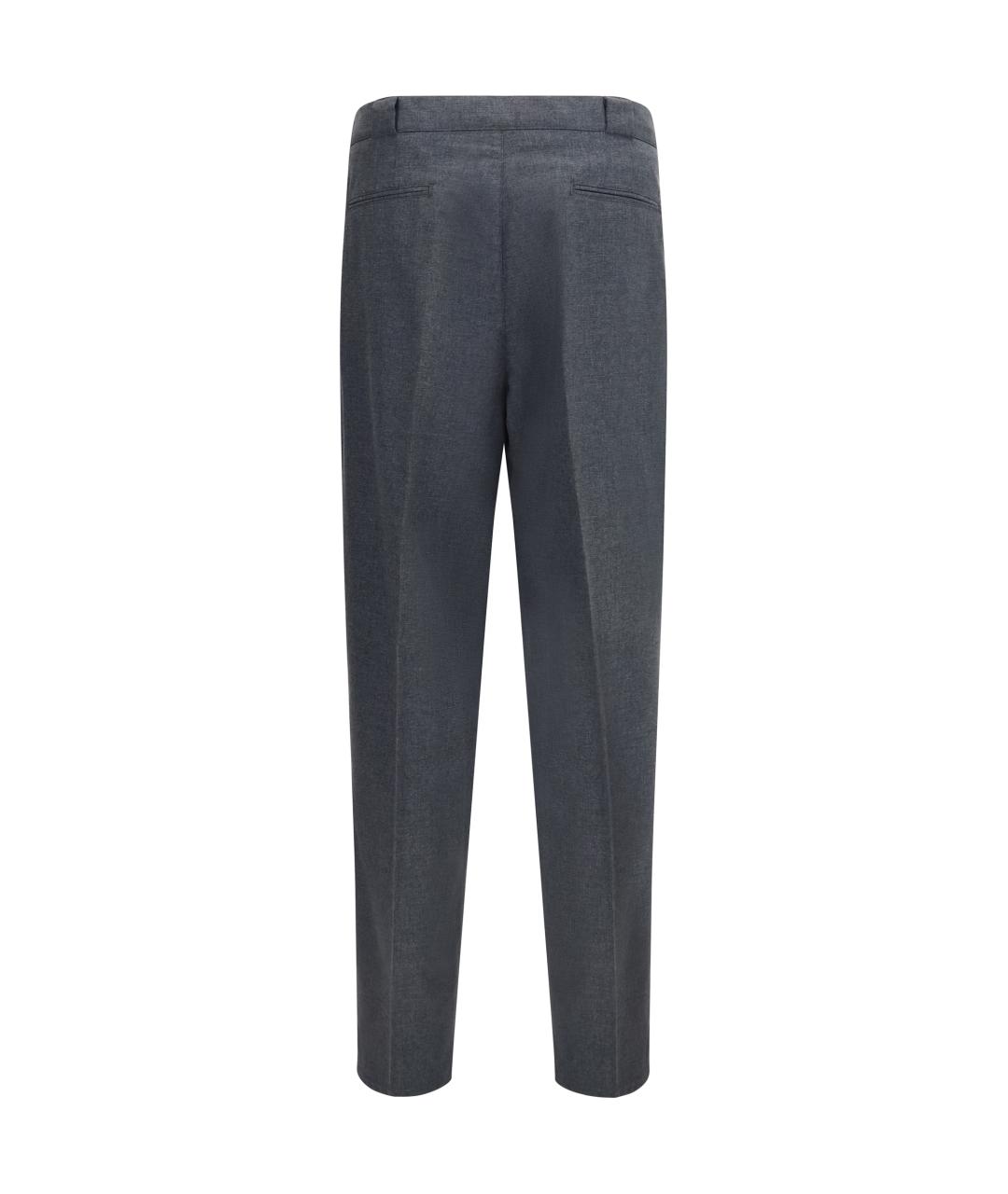 BRUNELLO CUCINELLI Антрацитовые шерстяные повседневные брюки, фото 2