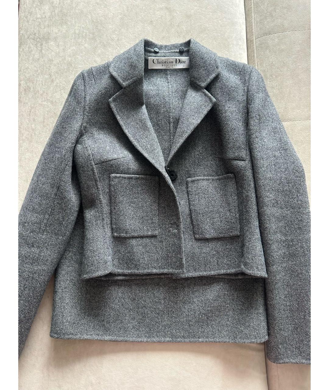CHRISTIAN DIOR Серый шерстяной костюм с юбками, фото 4