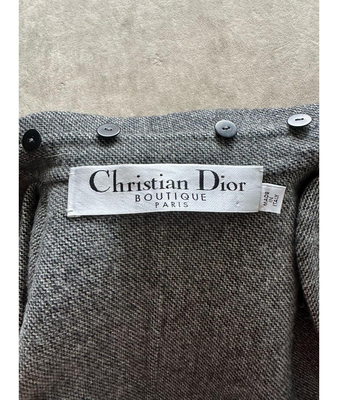 CHRISTIAN DIOR Серый шерстяной костюм с юбками, фото 3