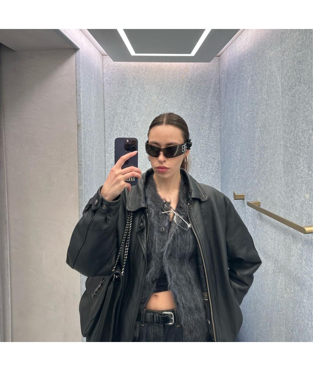 BALENCIAGA Черные пластиковые солнцезащитные очки, фото 6