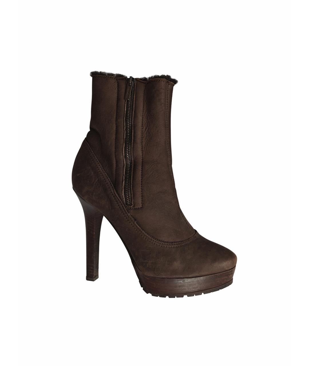 JIMMY CHOO Коричневые кожаные ботильоны, фото 1
