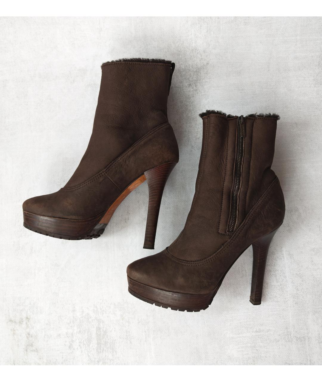 JIMMY CHOO Коричневые кожаные ботильоны, фото 7
