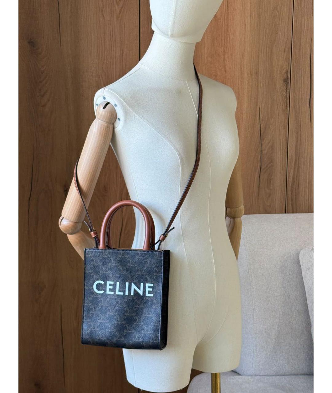 CELINE Коричневая кожаная сумка через плечо, фото 2