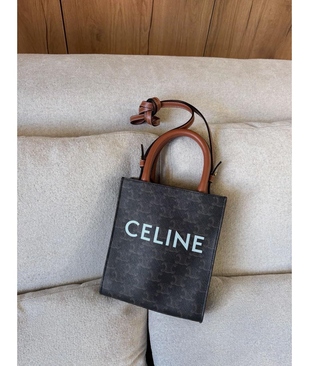 CELINE Коричневая кожаная сумка через плечо, фото 3