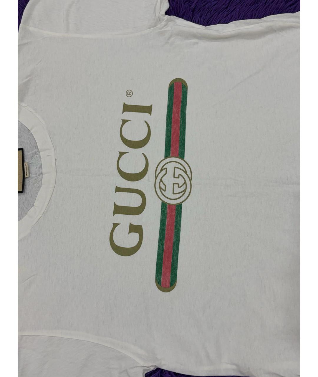 GUCCI Белая хлопковая футболка, фото 6
