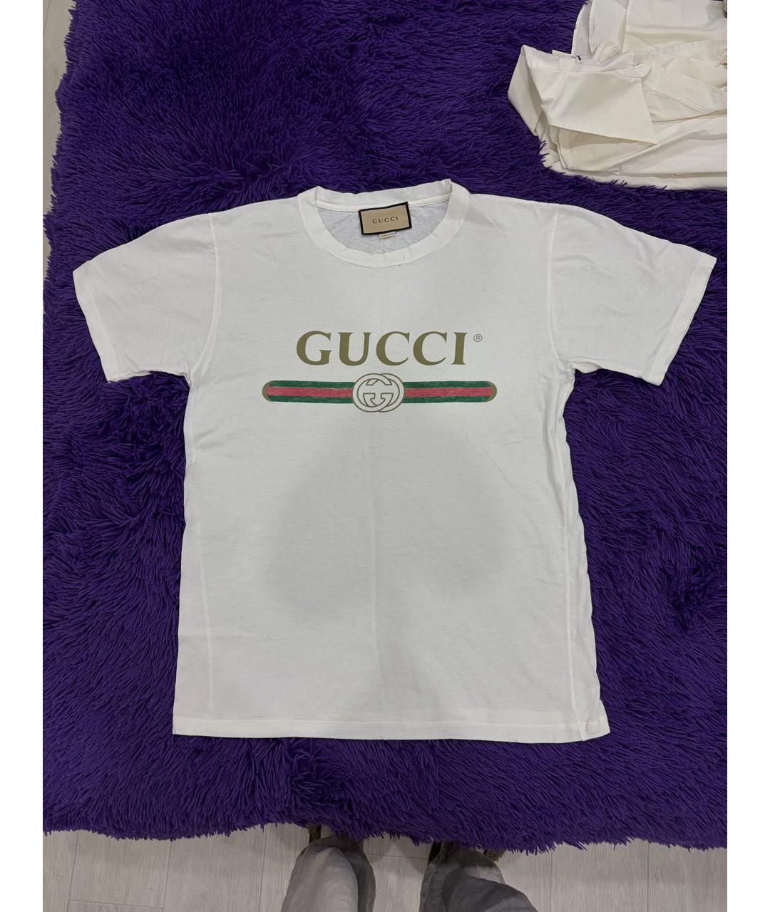 GUCCI Белая хлопковая футболка, фото 9