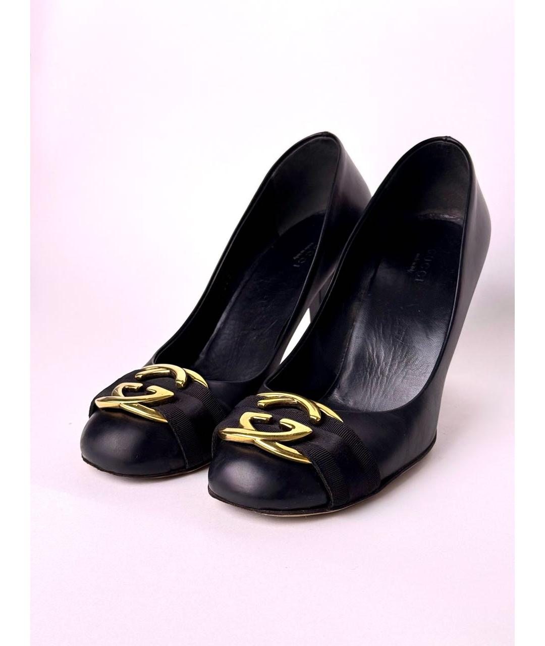 GUCCI Черные кожаные туфли, фото 3
