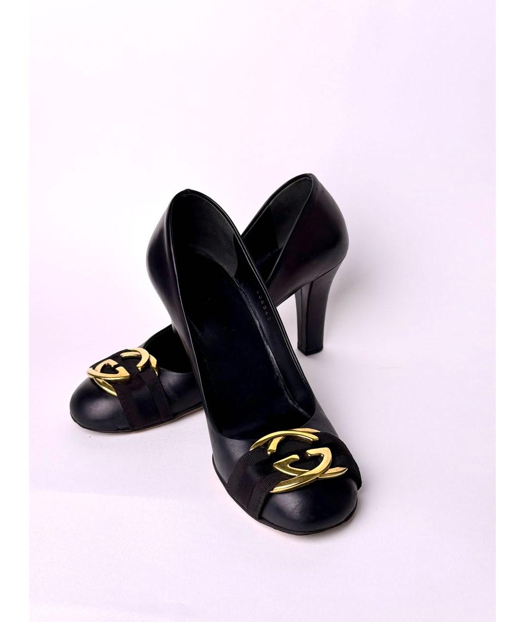 GUCCI Черные кожаные туфли, фото 6
