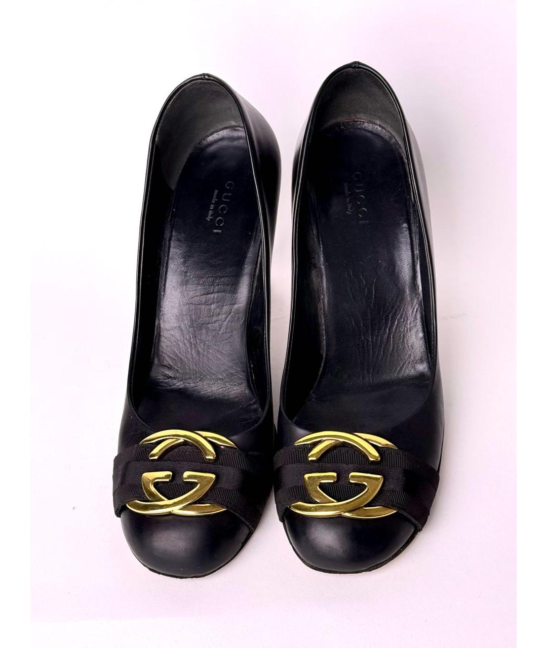 GUCCI Черные кожаные туфли, фото 2