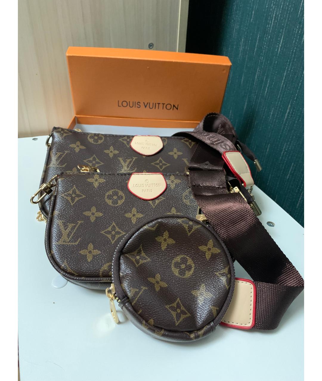 LOUIS VUITTON Коричневая кожаная сумка через плечо, фото 4
