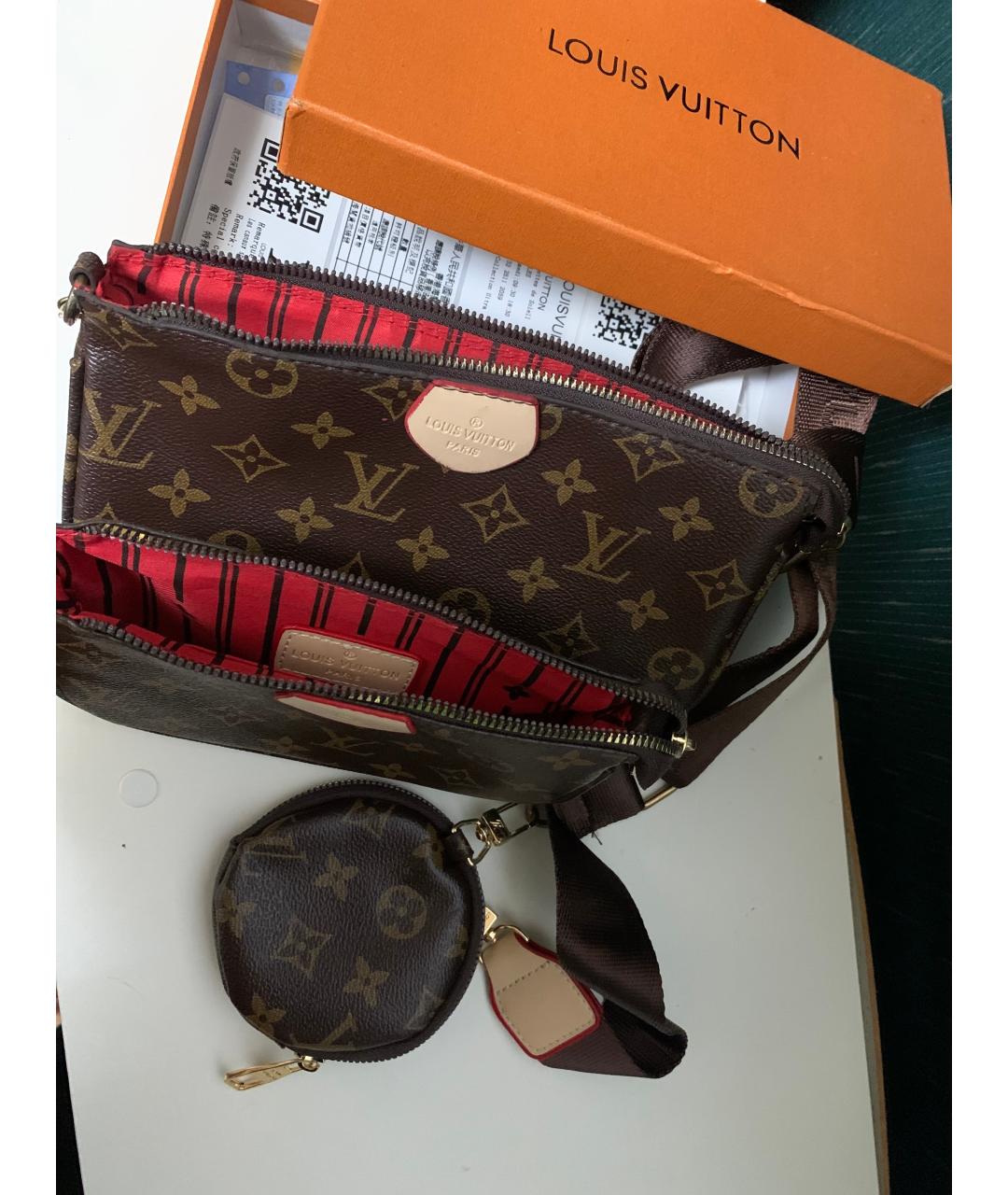 LOUIS VUITTON Коричневая кожаная сумка через плечо, фото 2