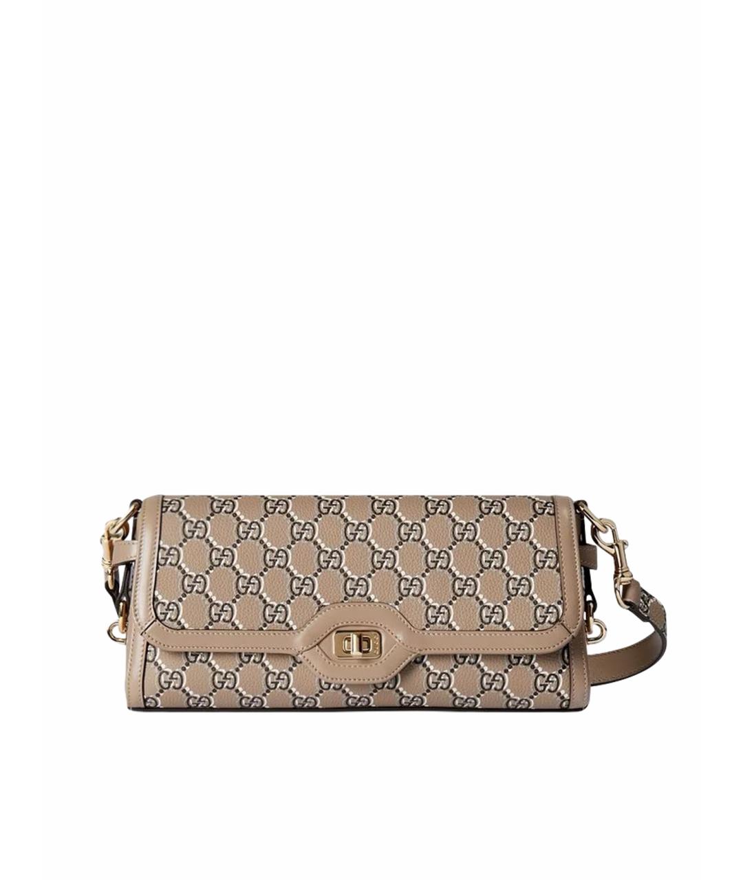 GUCCI Бежевая кожаная сумка с короткими ручками, фото 1