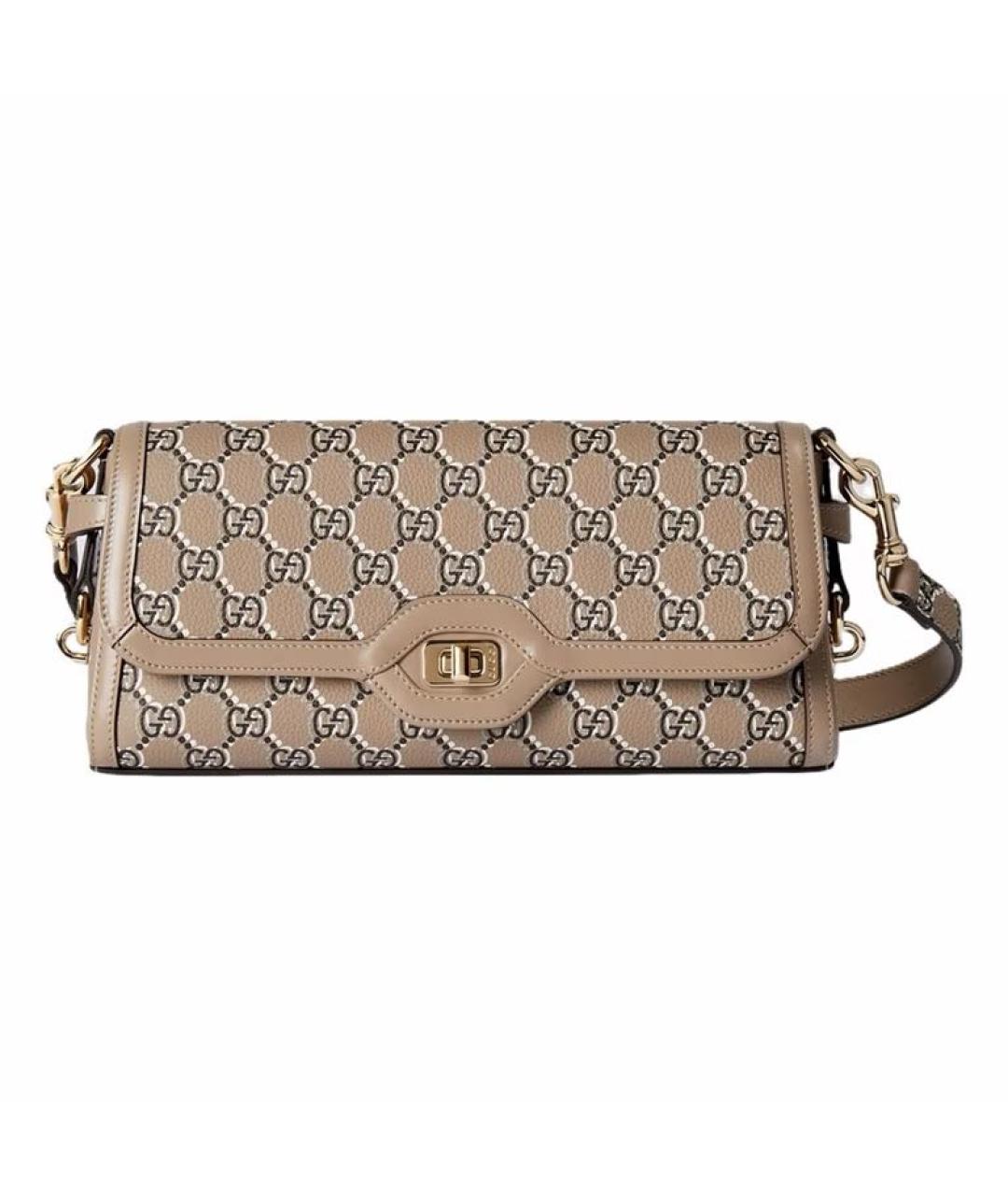 GUCCI Бежевая кожаная сумка с короткими ручками, фото 8