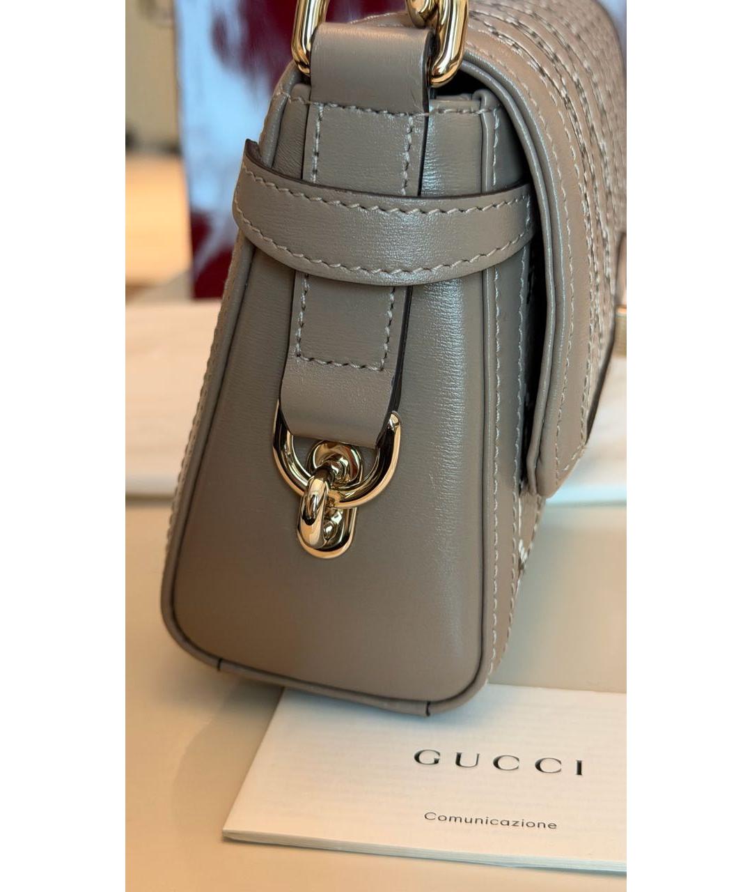 GUCCI Бежевая кожаная сумка с короткими ручками, фото 5